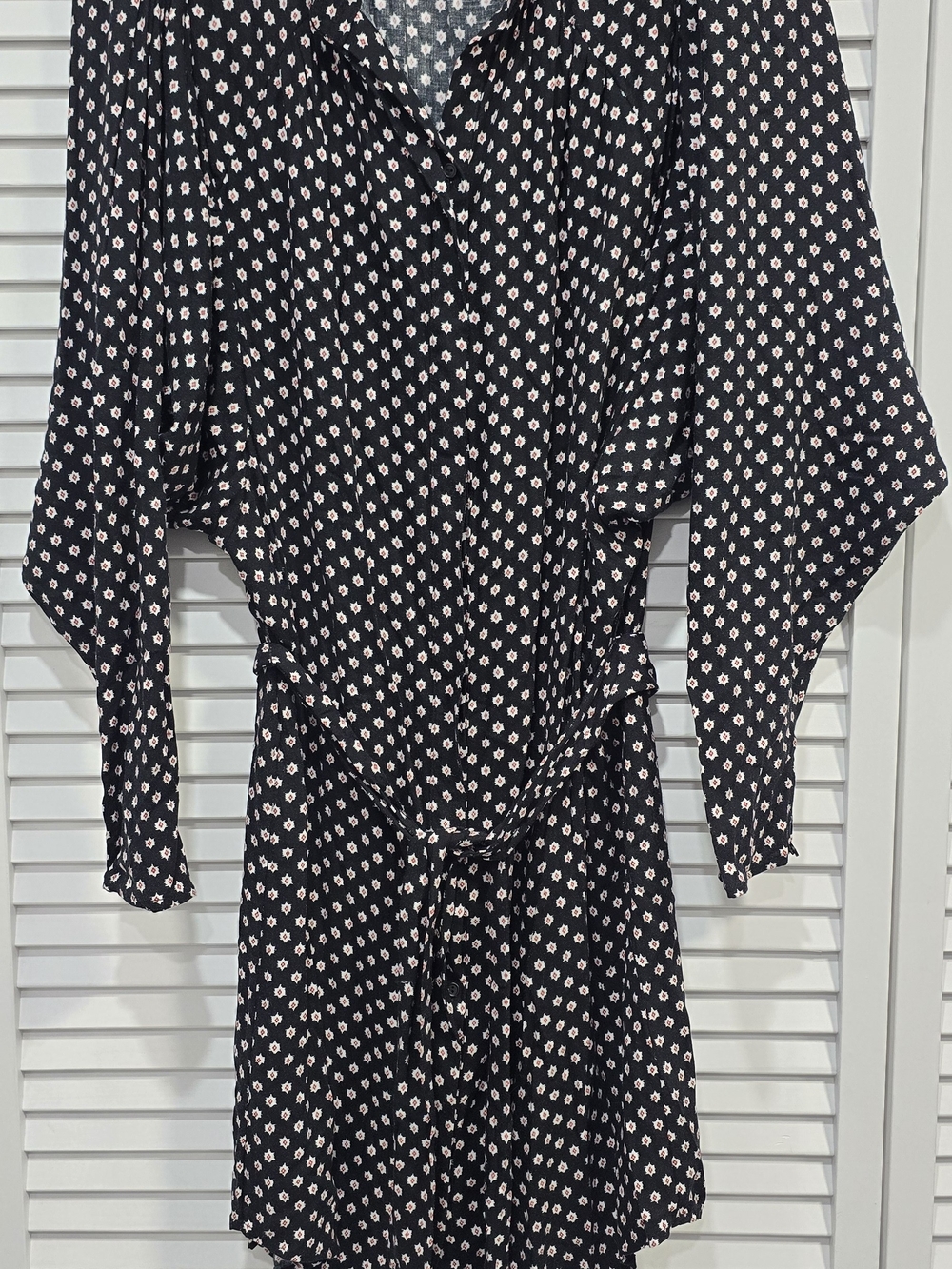 Joie Black Mini Dress with White Floral Print